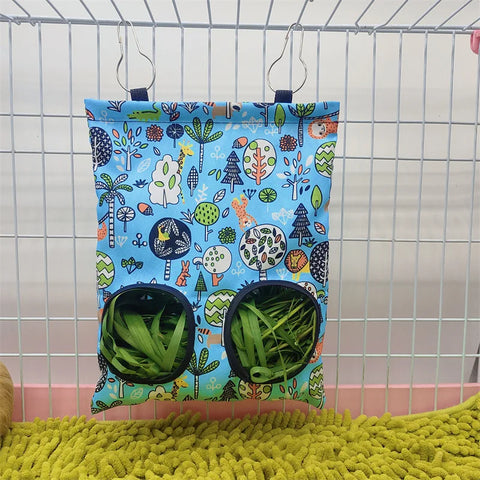 Rabbit Hay Feeder Small Animal Hanging Hay Bag for Bunny Guinea Pigs Chinchilla Feeder Food Dispensers Bag Pet Feeding Bag