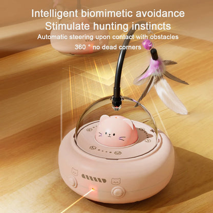 Intelligent Cat Teaser Toys Bionic Red Dot Laser with Rainbow Light Obstacle Avoidance Cat Toy USB Charging Automatic Standby