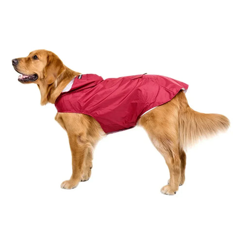 Dog Raincoat Medium Large Dogs Waterproof Hooded Jacket Rain Clothes with Reflective Stripe Outdoor Accessories