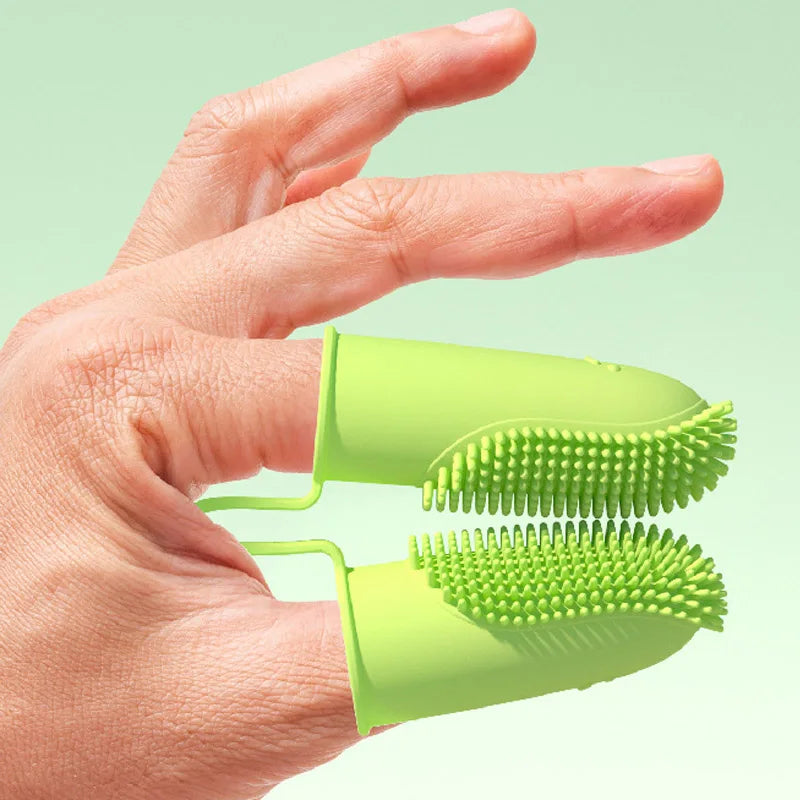 Pet Two-finger Toothbrush Dog Cat Pet Super Soft Teeth Clean Breath Care Tooth Brush Clean Tool Dog Cat Toothbrush Accessories