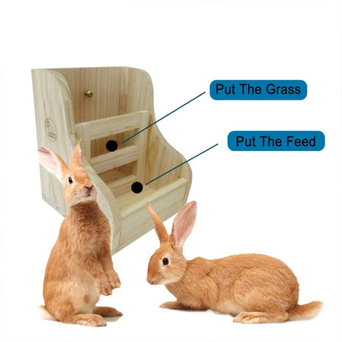 Rabbit Grass Feeder Small Animal Hamster Guinea Pig Food Wooden Tableware Breeding Supplies Grass Holder Bowl Pet Supplies