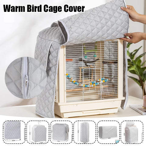 Winter Warm Bird Cage Cover Cotton Quilted Cage Cover Canopy Rain Proof Protective Parrot Cage Accessories