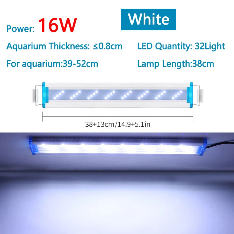 Extensible Waterproof Clip on Lamp For Fish Tank Super Slim Fish Tank Aquatic Plant Grow Aquarium LED Light 18-58cm