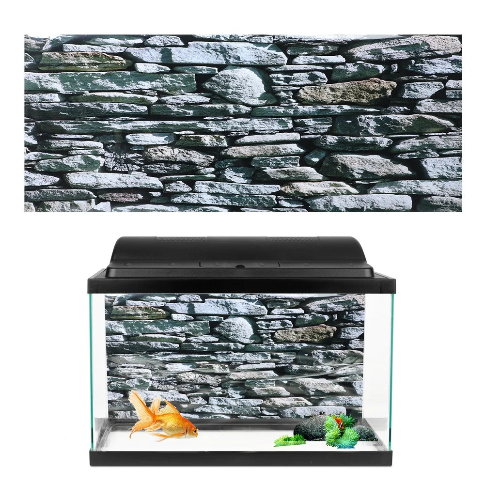 Background Poster Decorative Stonewalling Paintings PVC Sticker Landscape Image for Aquarium Fish Tank