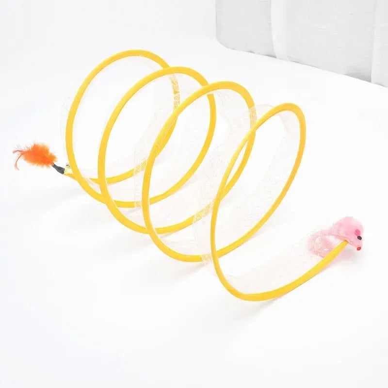 New Folded S Type Cat Tunnel Spring Toy Mouse Tunnel with Balls Convenient Storage Kitten Outdoor Interactive Toys Pet Products