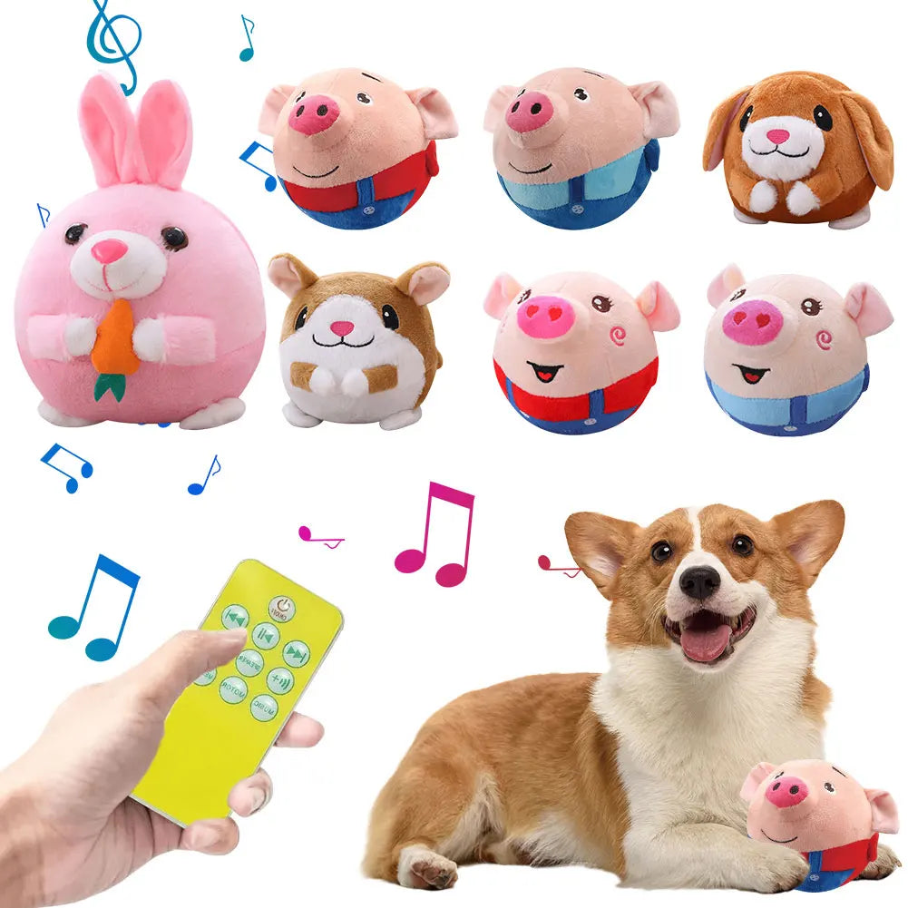 Cartoon Pig Active Moving Plush Toy for Dogs – Washable, USB Rechargeable, Interactive Talking Moving Ball Toy