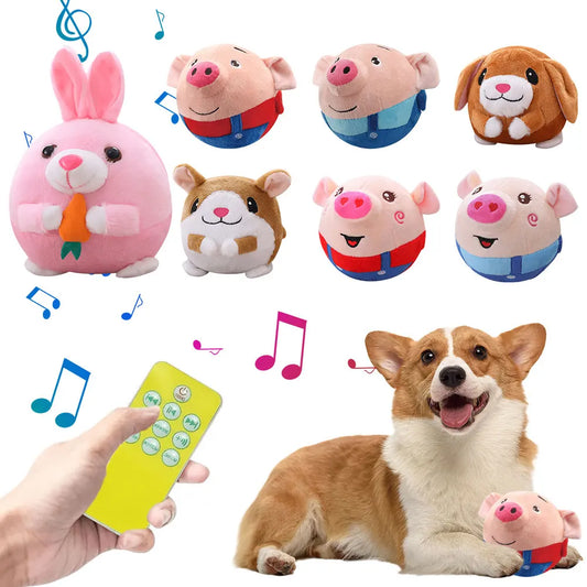 Cartoon Pig Active Moving Plush Toy for Dogs – Washable, USB Rechargeable, Interactive Talking Moving Ball Toy