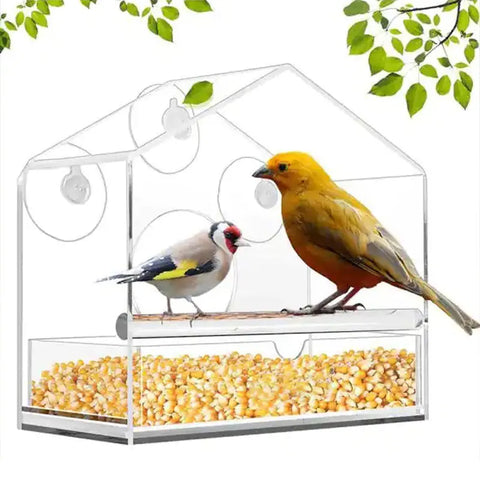 Bird Feeder Birds House for Outdoor, Window Bird Feeder with Strong Suction Cups for Wild Birds, Cardinal, Bluebird