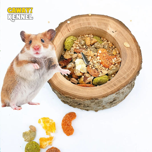 Pet Hamster Fruit Wood Food Bowl Hamster Golden Bear Squirrel Food Bowl Log Gnawing Toys for Small Animals Food Bowls D9136