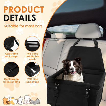 Dog Car Seat Puppy Booster Seat With Safety Lock Scratch Proof Adjustable Strap Travel Car Box for Small to Medium Dog