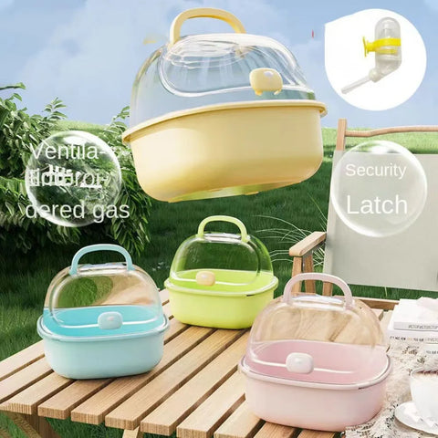 Portable Handheld Hamster Cage Sturdy Breathable Pet Carrying Box Large Space Travel Carrier Holder Pet House