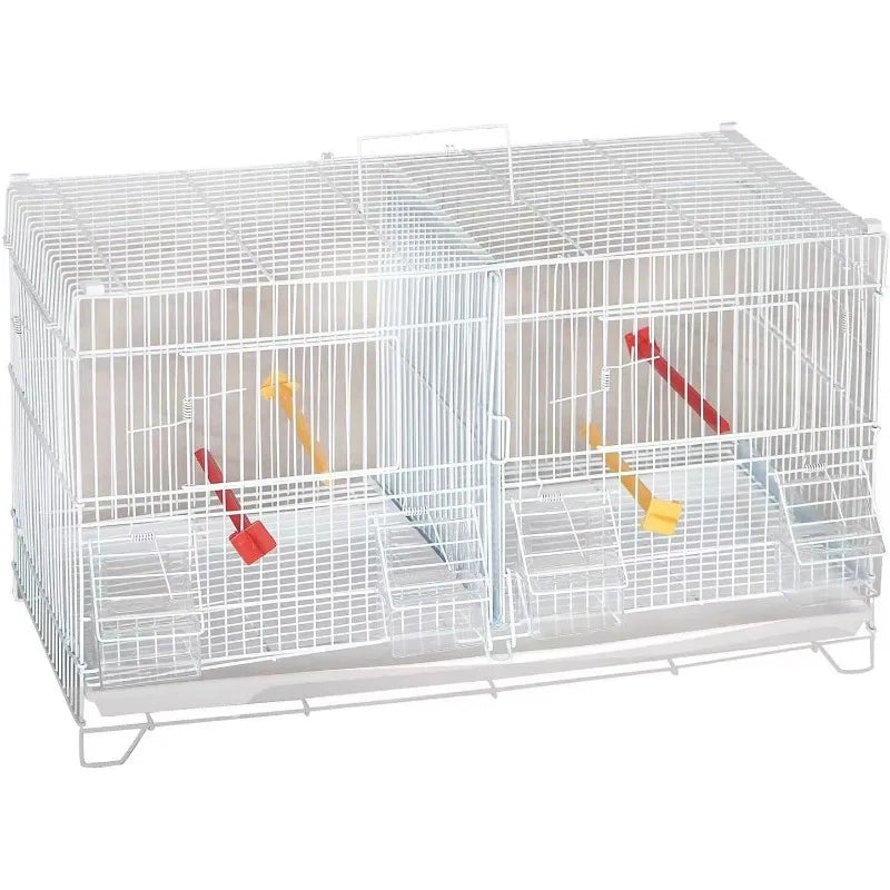 Set of 4 Stackable Breeding Bird Cage for Canary Finch Small Birds (White)