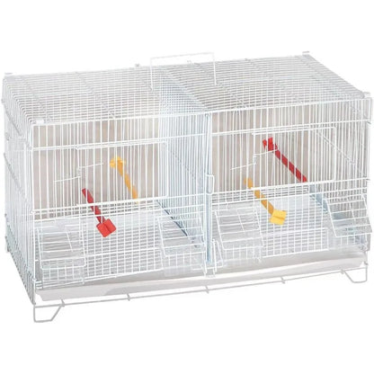 Set of 4 Stackable Breeding Bird Cage for Canary Finch Small Birds (White)