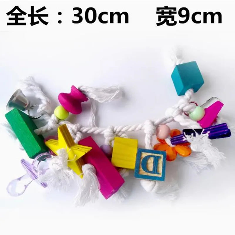 Parrot Grinding Swing Station Ladder String Toy, Bird Supplies, DIY Claw, Paw Dumbbell, Color Wood Rope, Pet Products