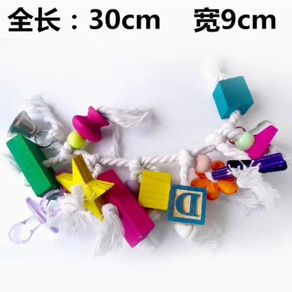 Parrot Grinding Swing Station Ladder String Toy, Bird Supplies, DIY Claw, Paw Dumbbell, Color Wood Rope, Pet Products