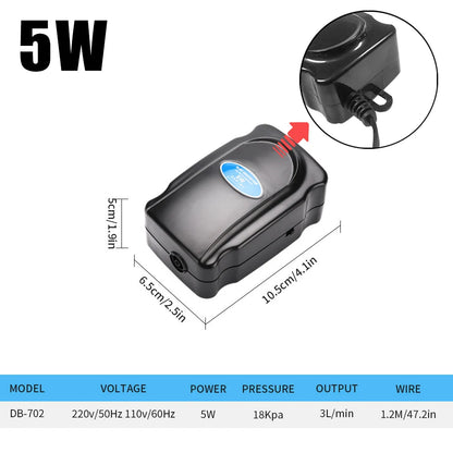 Adjustable Aquarium Air Pump 110V~220V Air Pump 3W~12W For Bedroom Fish Tank Silent Oxygen Pump Air Compressor