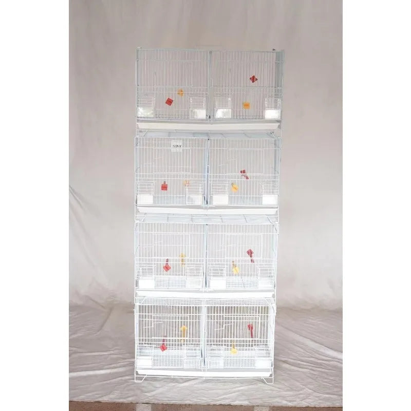 Set of 4 Stackable Breeding Bird Cage for Canary Finch Small Birds (White)