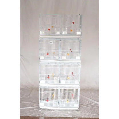 Set of 4 Stackable Breeding Bird Cage for Canary Finch Small Birds (White)