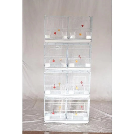 Set of 4 Stackable Breeding Bird Cage for Canary Finch Small Birds (White)