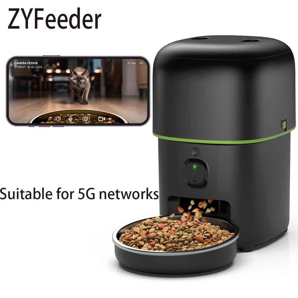 2L 5G Camera Pet Feeder Automatic Cat Smart Food Dispenser Auto Dog Slow Food WIFI Timed Quantitative Video Food Feeding Bowls