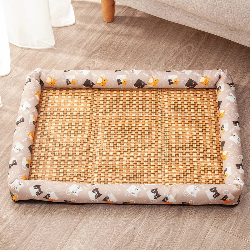 Pet Summer Mat Dog Cooling Sofa Breathable Pad Moistureproof Rattan Wear Cat Mat