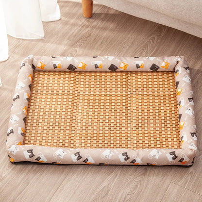 Pet Summer Mat Dog Cooling Sofa Breathable Pad Moistureproof Rattan Wear Cat Mat