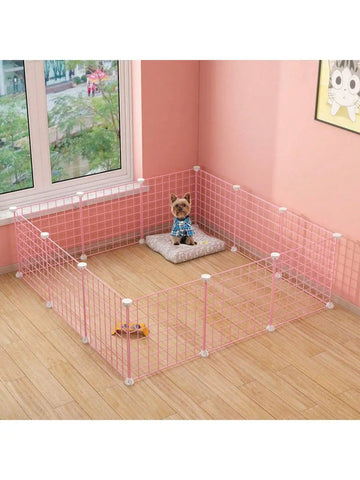 Pink pet fence DIY iron mesh can be freely combined cat cage dog cage hamster cage rabbit cage