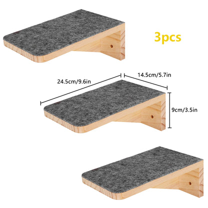 Wall Mounted Cat Climbing Shelves Cat House Cat Bridge Cat Hammock with Scratching Post and Pedals or Stairway for Kittens