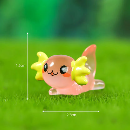 8-15PCS Luminous Axolotl Miniatures Ambystoma Mexicanum Glow At Night Moss Microlandscape Decoration Cute Animals Fish Tank DIY