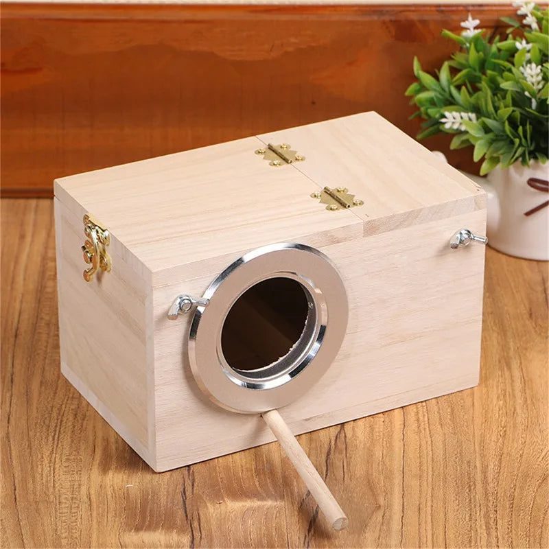 Wood Bird House Nest Birds Breeding Box Pet Bird House Nest Bird Parrot Breeding Cages Pet Accessories Home Balcony Decoration
