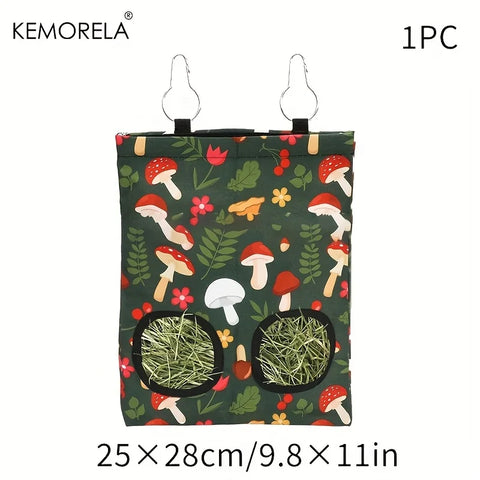 KEMORELA 1/2PCS Rabbit Hay Feeder Bag with 2 Holes Guinea Pig Hanging Hay Feeding Bag Storage for Chinchilla Hamster Bunny