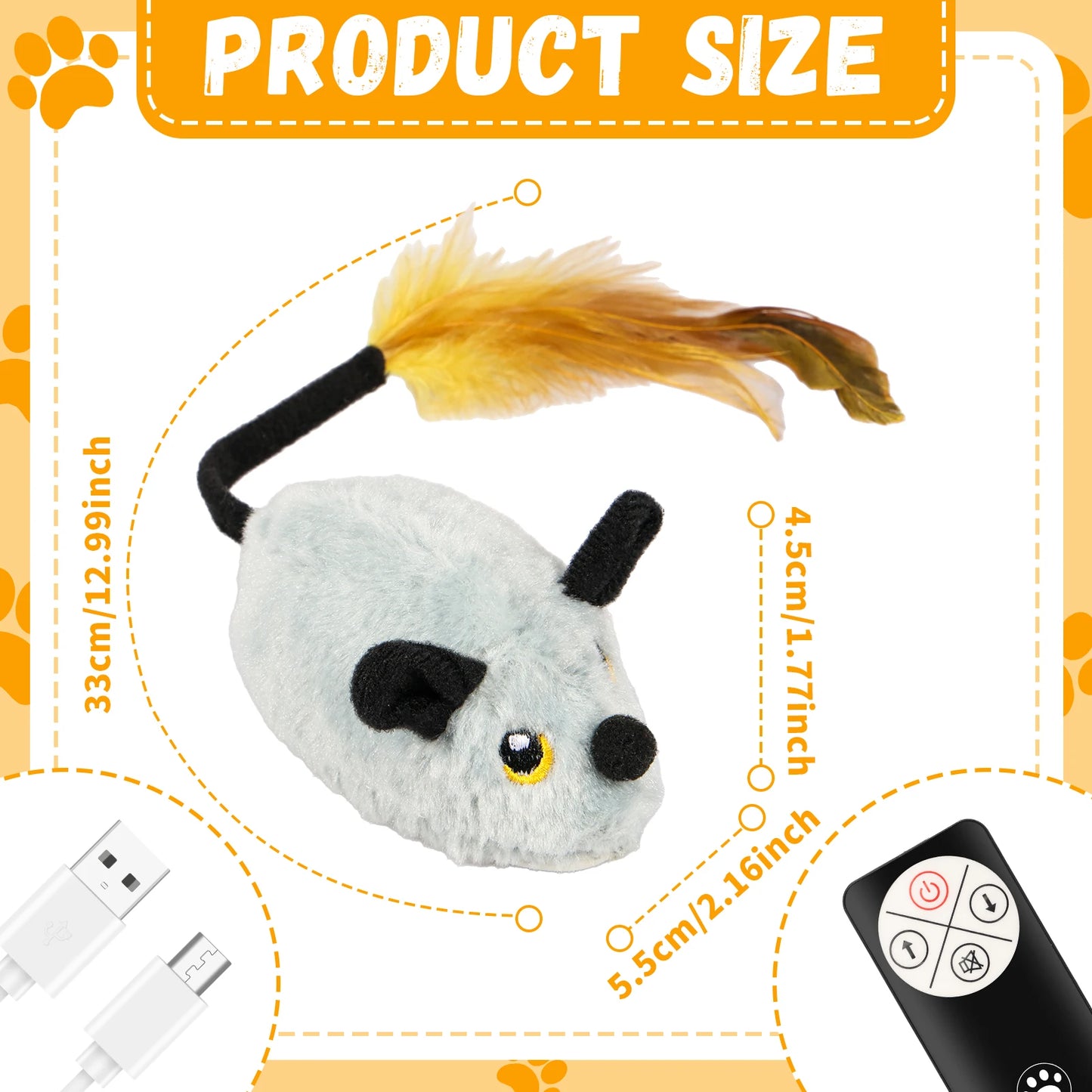 Cat Mouse Interactive Plush Toys LED Glow Electric Telecontrol Auto Rechargeable Moving Mice Toy Realistic Kitten