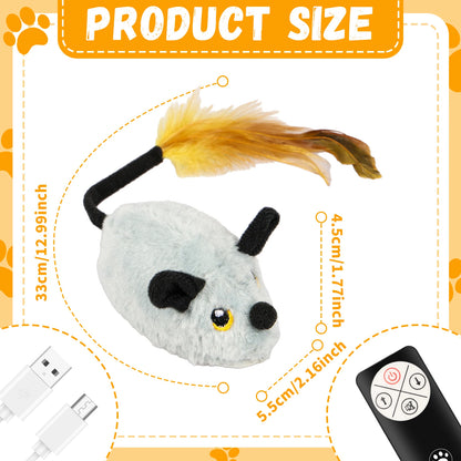 Cat Mouse Interactive Plush Toys LED Glow Electric Telecontrol Auto Rechargeable Moving Mice Toy Realistic Kitten
