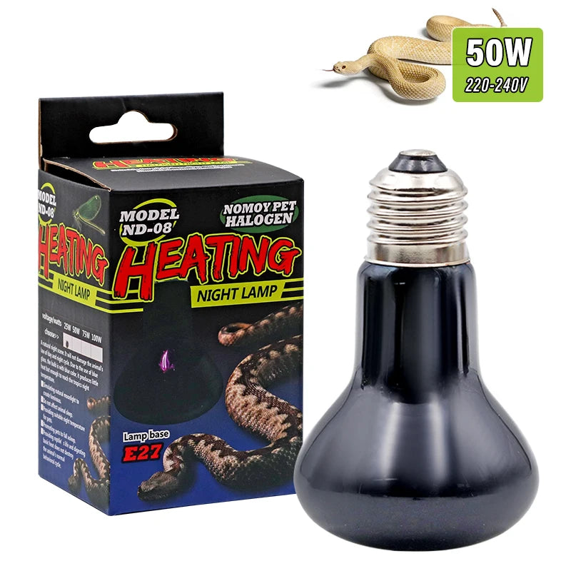 Pet Heating Lamp E27 Night Lamp For Amphibian Snake Lamp Heat Reptile Bulb UV Light 25W 50W 75W 100W AC220-240V