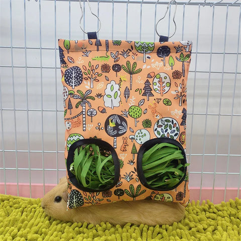 Rabbit Hay Feeder Small Animal Hanging Hay Bag for Bunny Guinea Pigs Chinchilla Feeder Food Dispensers Bag Pet Feeding Bag