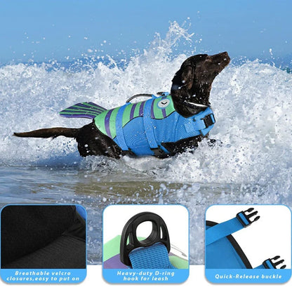 Pet Dog Life Jacket Enhanced Buoyancy Small Dogs Swimming Clothes Safety Vest with Handle for Medium Large Dog Surfing Costume
