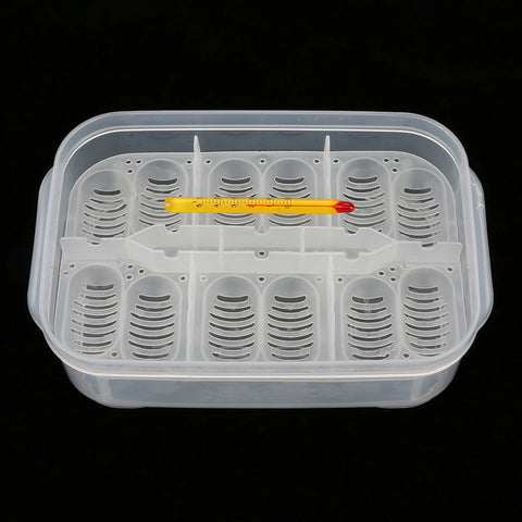 12 Grids Snakes Gecko Lizards Reptiles Eggs Incubator Tray Hatcher Box with Thermometer