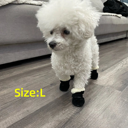 4pcs Winter Dog Shoes Waterproof Shoes For Medium Dogs Winter Boots For Small Dogs Warm Chihuahua Teeth Puppy Socks Yorkshire