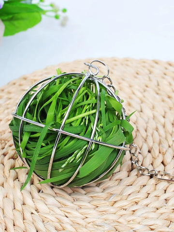 1pc-Hanging feeders for rabbits and birds, made of stainless steel material, equipped with grass balls for feeding