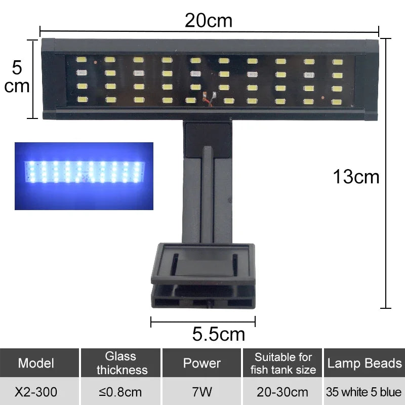 LED Aquarium European Standard 220V Fish Tank Light Ultra-thin Plant Growth Clip Light Aquarium Light Lighting 5W/7W/9W/12W