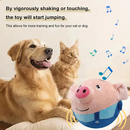 Cartoon Pig Active Moving Plush Toy for Dogs – Washable, USB Rechargeable, Interactive Talking Moving Ball Toy