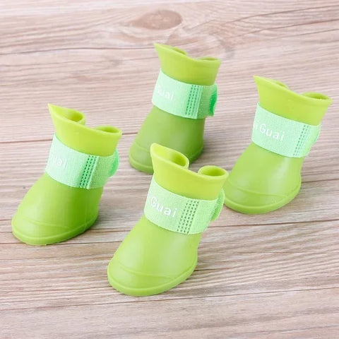 4PCS/SET Dog Boots for Small Dogs  Summer Pet Dog Shoes Waterproof Pet Rain Shoes for Dog Puppy Rubber Boots Durable Shoes