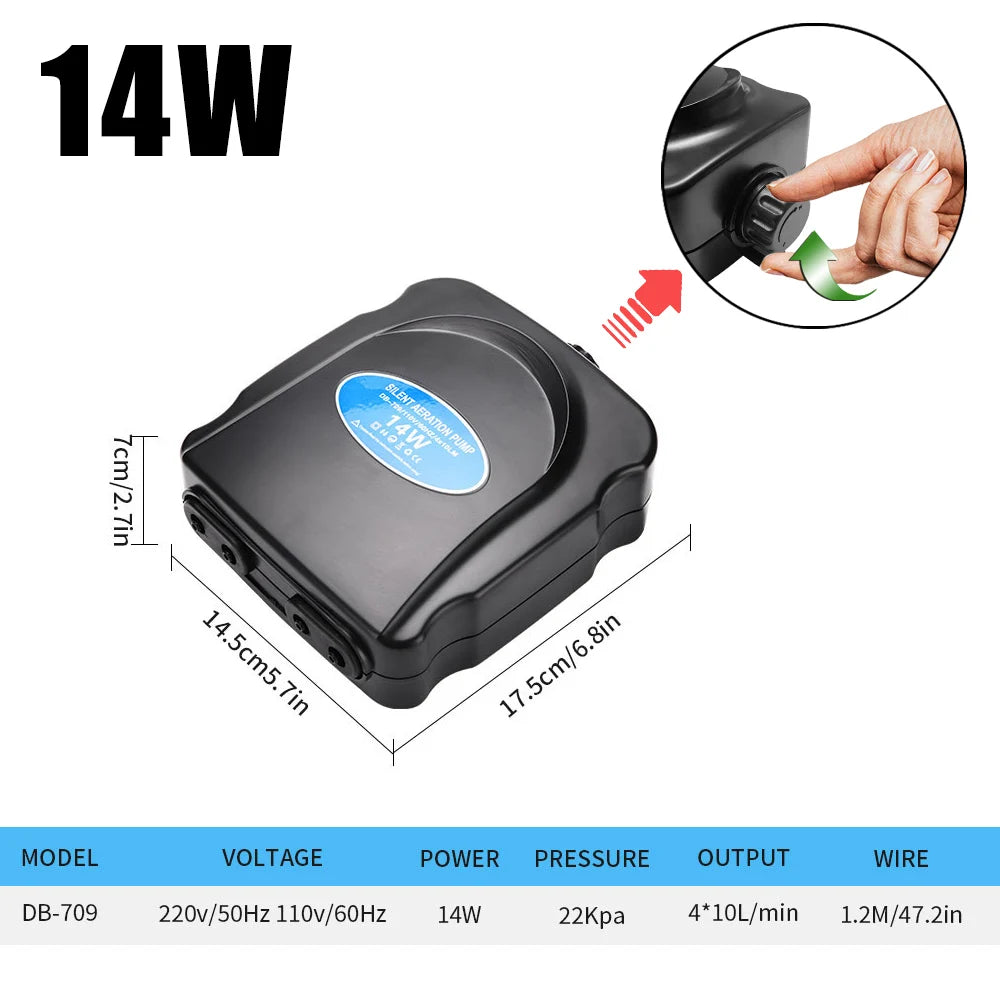 Adjustable Aquarium Air Pump 110V~220V Air Pump 3W~12W For Bedroom Fish Tank Silent Oxygen Pump Air Compressor