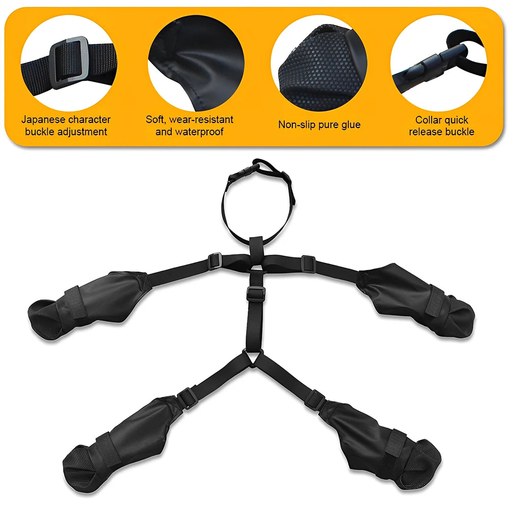 Waterproof Dog Booties with Suspenders and Anti Slip Soles Adjustable Leggings for Small Medium Large Dogs