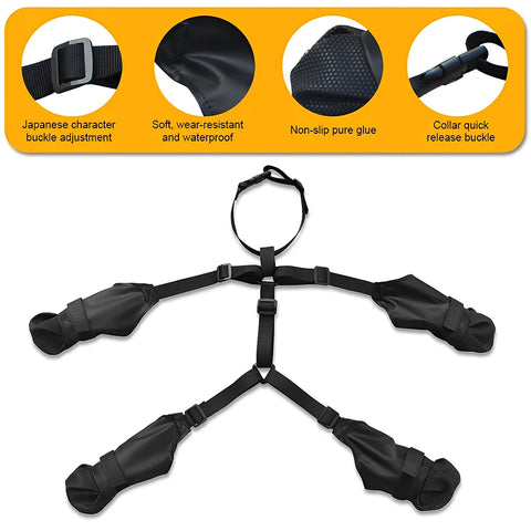 Waterproof Dog Booties with Suspenders and Anti Slip Soles Adjustable Leggings for Small Medium Large Dogs