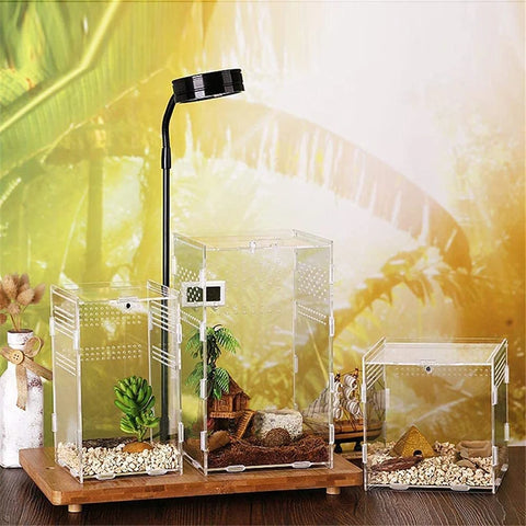 Acrylic Reptile Breeding Box Transparent Terrarium Habitat Insect Spider Lizard Scorpion Feeding Cage Arboreal Enclosure Case