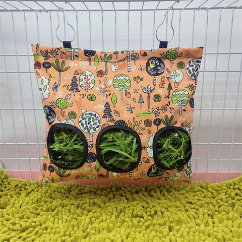 Rabbit Hay Feeder Small Animal Hanging Hay Bag for Bunny Guinea Pigs Chinchilla Feeder Food Dispensers Bag Pet Feeding Bag