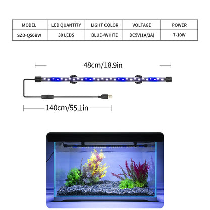 USB Aquarium Light LED Plant Grow Lamp 18-58CM Aquariums Decor Lighting Waterproof Fish Tank Light