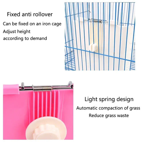 Rabbit Feeder Holder Hay Feeding Dispenser Container For Rabbit Guinea Pig Small Animals Hanging Cage Fixed Food Basin