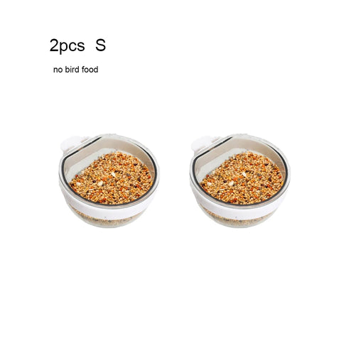 Bird Feeding Bowl Detachable Transparent Bowl Plastic Food Cup For Cage Convenient Hanging Seed Water Feeder for Parrots